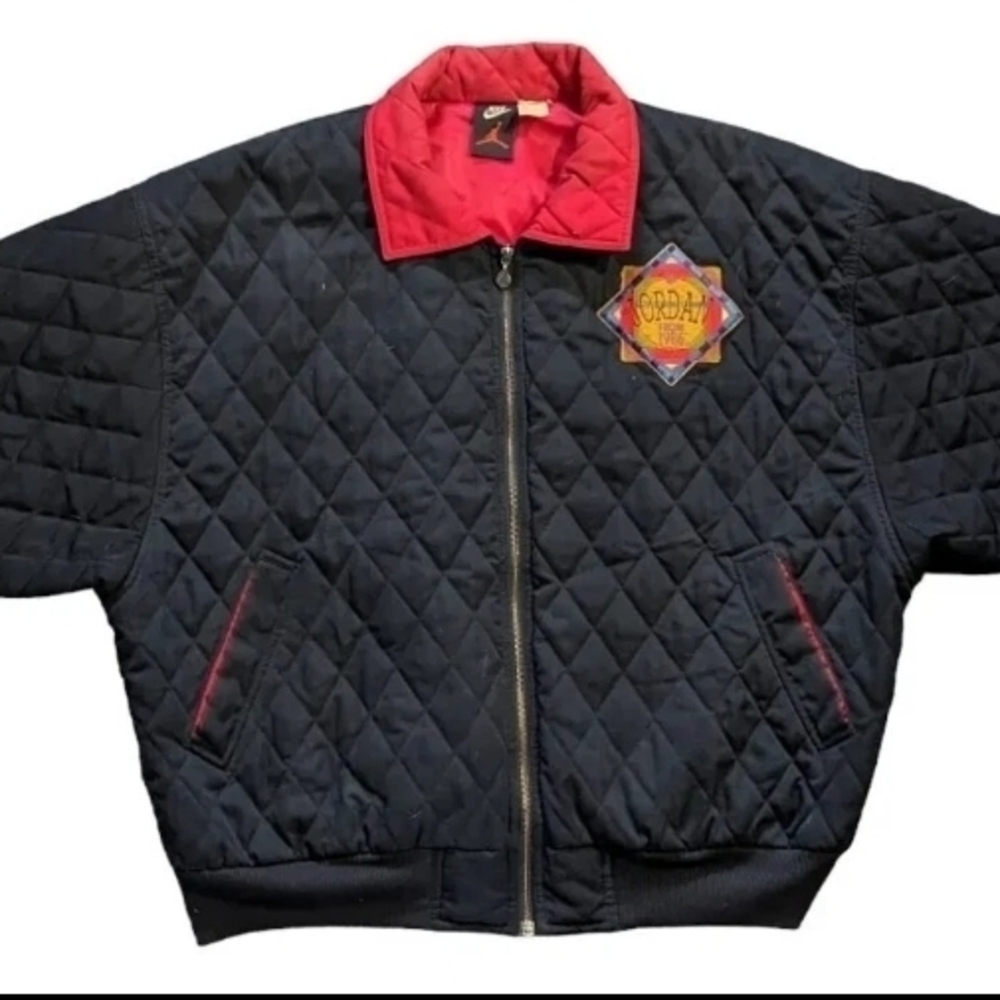 1988 Nike Air Jordan Vintage Quilted Jacket Achievement Patch Black Sz 2XL Rare